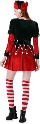 GRAJTCIN Womens Christmas Green Elf Costume, 7 Pcs Holiday Santa's Helper Cosplay in Saudi Arabia