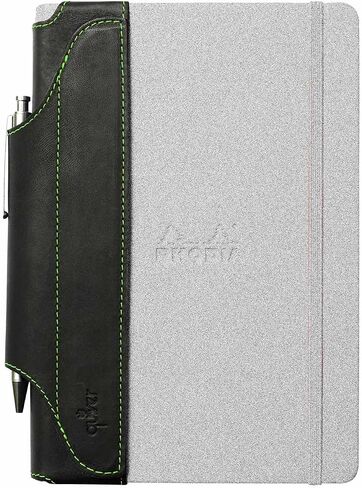 Pocket One Pen Holder Quiver, Leather Pen Holder For Notebooks, Pen Case & Pen Sleeve, Black Leather, Blue Stitching, A6, 5.5" - 6.5" tall. (14cm - 16.5cm) in Kuwait