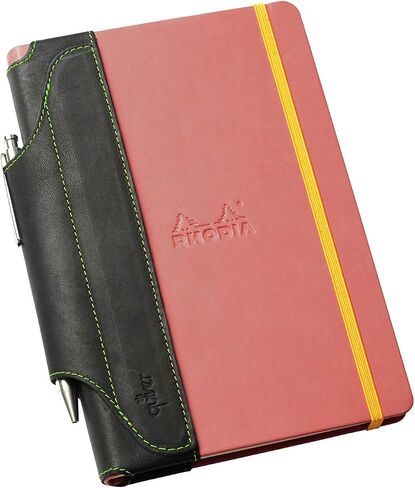 Pocket One Pen Holder Quiver, Leather Pen Holder For Notebooks, Pen Case & Pen Sleeve, Black Leather, Blue Stitching, A6, 5.5" - 6.5" tall. (14cm - 16.5cm) in Kuwait