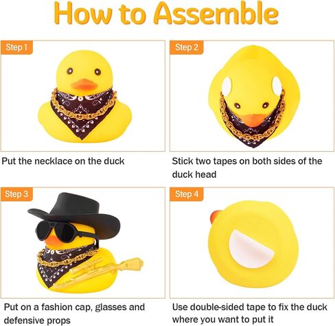 Wonuu Black Cool Car Car Rubber Rubber Ornament Duck Duck Dashorn Accority accessories Prop Prop Cowboy Hat Necklack ، M416 in Kuwait