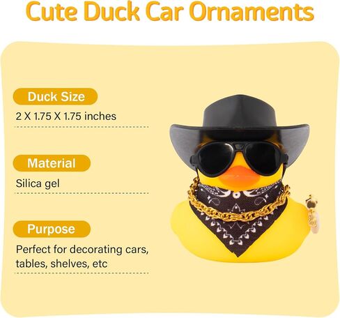 Wonuu Black Cool Car Car Rubber Rubber Ornament Duck Duck Dashorn Accority accessories Prop Prop Cowboy Hat Necklack ، M416 in Kuwait