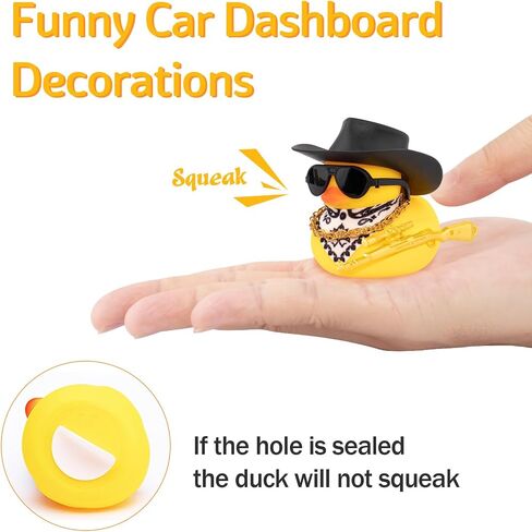 Wonuu Black Cool Car Car Rubber Rubber Ornament Duck Duck Dashorn Accority accessories Prop Prop Cowboy Hat Necklack ، M416 in Kuwait