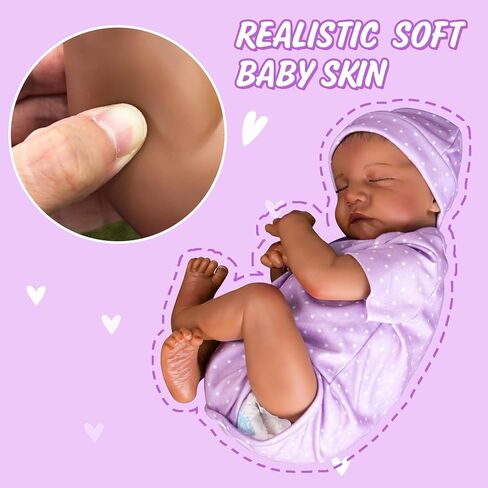 Aori Reborn Baby Dolls Black Girl- 18-inch Realistic Baby Dolls, Lifelike Soft Vinyl Black American Doll, Nice Gift for Kids, Pre-Parents, Grand-Parents, Doll Collectors in Saudi Arabia