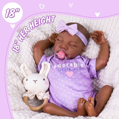Aori Reborn Baby Dolls Black Girl- 18-inch Realistic Baby Dolls, Lifelike Soft Vinyl Black American Doll, Nice Gift for Kids, Pre-Parents, Grand-Parents, Doll Collectors in Saudi Arabia