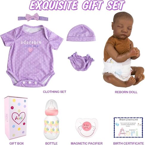 Aori Reborn Baby Dolls Black Girl- 18-inch Realistic Baby Dolls, Lifelike Soft Vinyl Black American Doll, Nice Gift for Kids, Pre-Parents, Grand-Parents, Doll Collectors in Saudi Arabia