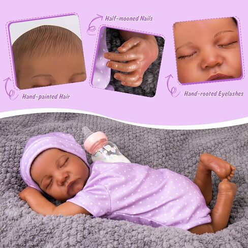 Aori Reborn Baby Dolls Black Girl- 18-inch Realistic Baby Dolls, Lifelike Soft Vinyl Black American Doll, Nice Gift for Kids, Pre-Parents, Grand-Parents, Doll Collectors in Saudi Arabia