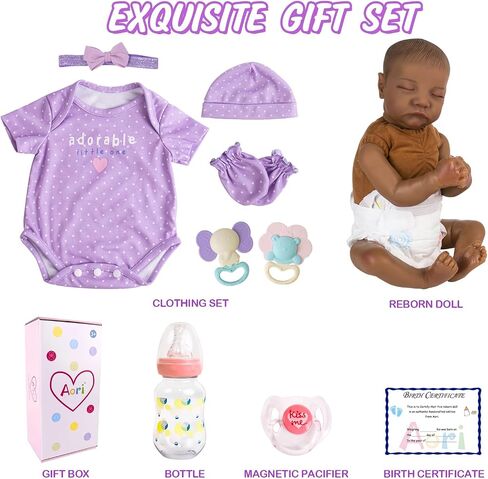 Aori Reborn Baby Dolls Black Girl- 18-inch Realistic Baby Dolls, Lifelike Soft Vinyl Black American Doll, Nice Gift for Kids, Pre-Parents, Grand-Parents, Doll Collectors in Saudi Arabia