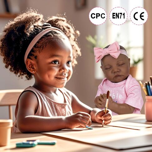 Aori Reborn Baby Dolls Black Girl- 18-inch Realistic Baby Dolls, Lifelike Soft Vinyl Black American Doll, Nice Gift for Kids, Pre-Parents, Grand-Parents, Doll Collectors in Kuwait