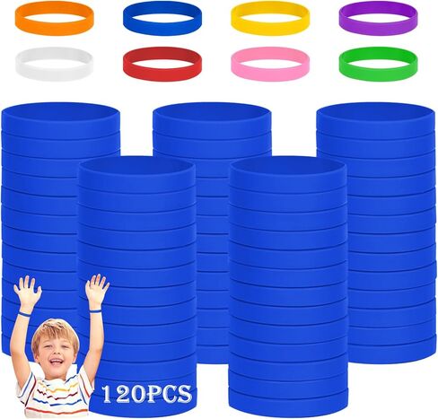 120 قطعة من أساور مطاط السيليكون وأساور المعصم للأطفال والشباب والمراهقين والأولاد والبنات، أساور كبيرة للأطفال، أساور مقاس 6.3 بوصة للأطفال من سن 3 إلى 7 سنوات للعودة إلى المدرسة (أحمر) in Kuwait