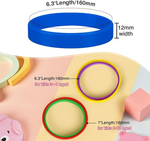 120 قطعة من أساور مطاط السيليكون وأساور المعصم للأطفال والشباب والمراهقين والأولاد والبنات، أساور كبيرة للأطفال، أساور مقاس 6.3 بوصة للأطفال من سن 3 إلى 7 سنوات للعودة إلى المدرسة (أحمر) in Kuwait