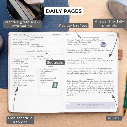 مجلة Clever Fox Self Mastery Journal - Journal Daily Daily Reflection وتحسين الذات مع مطالبات - دفتر اليومية للنساء والرجال (Rose Gold) in Kuwait