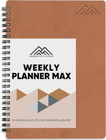 2025 Planner. 8.5" x 11" Spiral-Bound Weekly, Monthly and Daily Planner - Organize All 52 Weeks - Increase Productivity and Get Organized - Productivity Store (Leather) in Kuwait