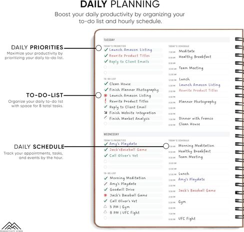 2025 Planner. 8.5" x 11" Spiral-Bound Weekly, Monthly and Daily Planner - Organize All 52 Weeks - Increase Productivity and Get Organized - Productivity Store (Leather) in Kuwait