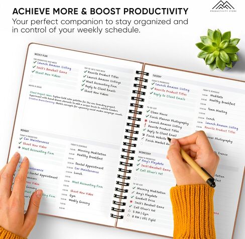 2025 Planner. 8.5" x 11" Spiral-Bound Weekly, Monthly and Daily Planner - Organize All 52 Weeks - Increase Productivity and Get Organized - Productivity Store (Leather) in Kuwait