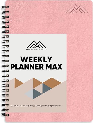 2025 Planner. 8.5" x 11" Spiral-Bound Weekly, Monthly and Daily Planner - Organize All 52 Weeks - Increase Productivity and Get Organized - Productivity Store (Leather) in Kuwait