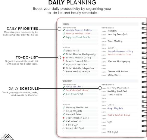 2025 Planner. 8.5" x 11" Spiral-Bound Weekly, Monthly and Daily Planner - Organize All 52 Weeks - Increase Productivity and Get Organized - Productivity Store (Leather) in Kuwait