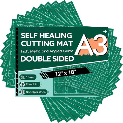 5 Packs Self Healing Cutting Mat 12" x 18" Rotary Cutting Sewing Mat A3, 5-Ply Cutting Board for Crafting, Sewing, Scrapbooking, Quilting and Precision Cutting in Saudi Arabia