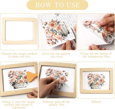 Rub on Transfers for Crafts Furniture Stickers: 10 Pcs Peony Flower Rub on Transfer for Crafts Decals Rub on Transfer Stickers for Furniture Crafts DIY Home Decor in Saudi Arabia