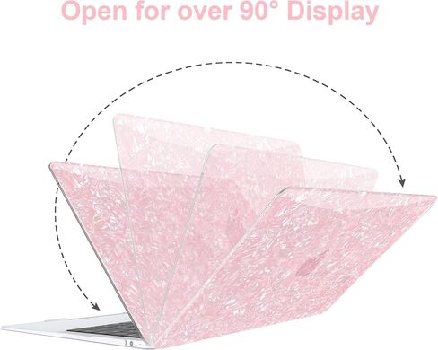 G jgoo متوافق مع MacBook Air 13 بوصة Case 2021 2020 2019 2018 الإصدار M1 A2337 A2179 A1932 Touch ID ، Glitter Pearl Hard Shell Case + 2 لوحة مفاتيح + واقي شاشة ، Pink Glitter in Kuwait