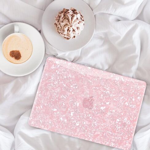 G jgoo متوافق مع MacBook Air 13 بوصة Case 2021 2020 2019 2018 الإصدار M1 A2337 A2179 A1932 Touch ID ، Glitter Pearl Hard Shell Case + 2 لوحة مفاتيح + واقي شاشة ، Pink Glitter in Kuwait