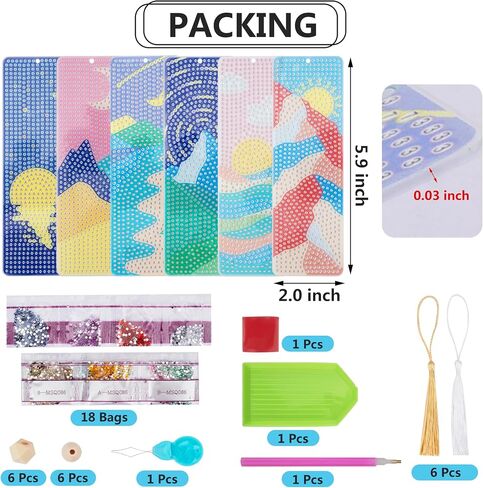 SWATOM 6 PCS 5D Diamond Painting Laink Lainks Sun & Moon Acrylic Diamond Art Mongmark with Diy Painting kits و Wood Beads Bendant Rhinestone Stowers (Sun & Moon Nature 6 PCS) in Kuwait