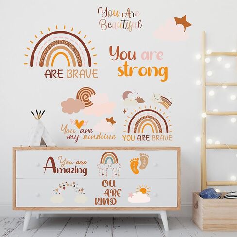 12 Sheets Rub on Transfers for Crafts and Furniture Boho Inspirational Rub on Transfers Stickers Rub on Decals for Nursery Toddler Boys Girls Wall Furniture Decor in Saudi Arabia