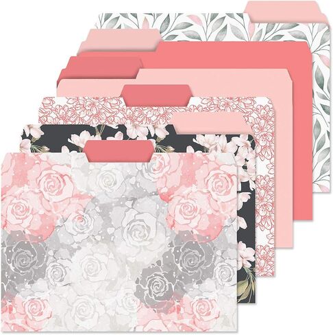 Current Floral Fun File Folders Value Pack - Bulk Set of 24, 6 Pretty Decorative Designs, 1/3 Cut Tabs, Heavy-Duty Paper Stock, Office Supplies for Home & Work, 9-½" x 11-¾" Letter Size in Kuwait