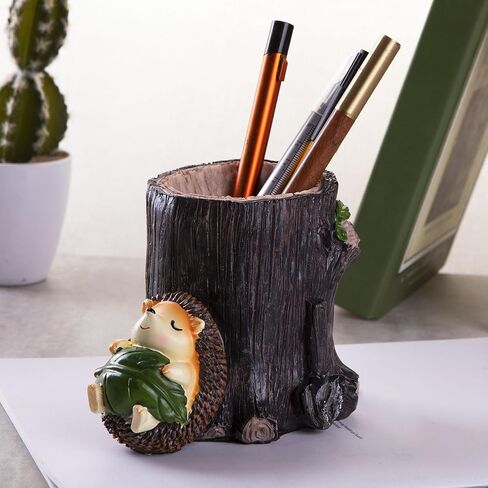 Desk Pen Toothbrush Pencil Pot Holder,Cute Resin Hedgehog Holder, Desktop Organizer Container Stationery Storage Office Desk Decoration in Kuwait