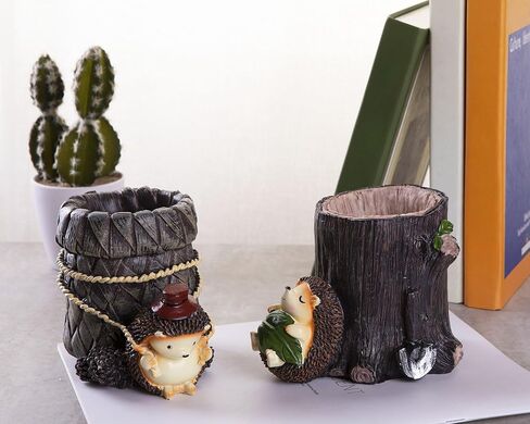 Desk Pen Toothbrush Pencil Pot Holder,Cute Resin Hedgehog Holder, Desktop Organizer Container Stationery Storage Office Desk Decoration in Kuwait