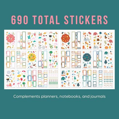 حزمة ملصقات Happy Planner للتقويمات والمجلات والمخططين ، وملصقات سهلة الإسقاط وملحقات سجل القصاصات ، والموضوع الكلاسيكي الموسمي ، والحجم الكلاسيكي ، و 30 ورقة ، 690 ملصقات إجمالية in Kuwait