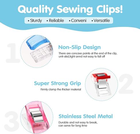 400 Sewing Clips Quilting Supplies Multipurpose Plastic Fabric Clips Assorted Colors for Sewing Quilting Binding Crafts in Saudi Arabia