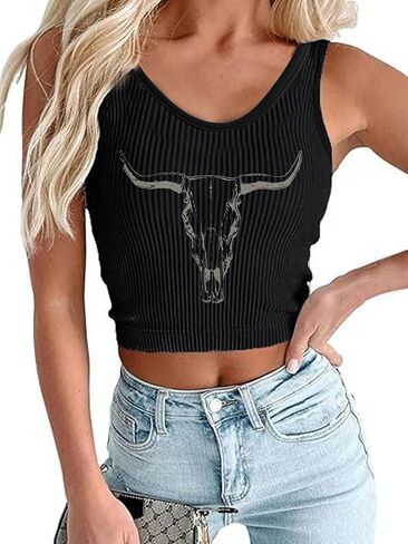 Country Concert Crop Tank Tops for Women Western Cowboy Cowgirl Shirts Nashville Music Ribbed Knit Crop Tops Cami in Saudi Arabia