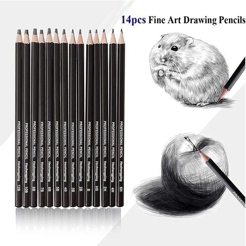Heshengping Drawing Sketch Pencil Set 14pcs Sketching Pencils 12B 10B 8B 7B 6B 5B 4B 3B 2B B HB 2H 4H 6H Graphite Pencils for Kid Adults Artists Student Beginners Professional in Kuwait