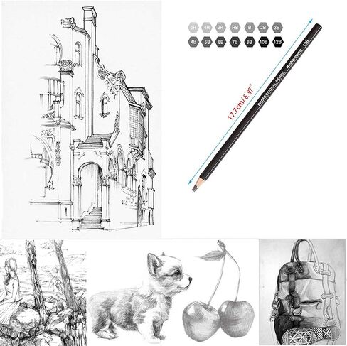 Heshengping Drawing Sketch Pencil Set 14pcs Sketching Pencils 12B 10B 8B 7B 6B 5B 4B 3B 2B B HB 2H 4H 6H Graphite Pencils for Kid Adults Artists Student Beginners Professional in Kuwait