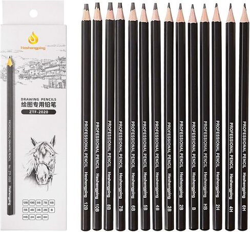 Heshengping Drawing Sketch Pencil Set 14pcs Sketching Pencils 12B 10B 8B 7B 6B 5B 4B 3B 2B B HB 2H 4H 6H Graphite Pencils for Kid Adults Artists Student Beginners Professional in Kuwait