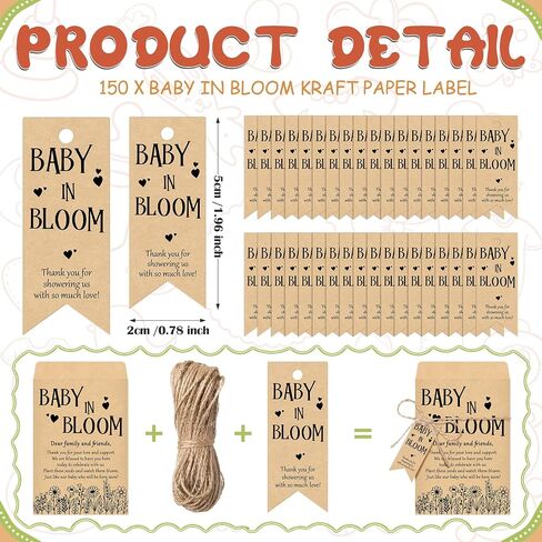 75 Sets Baby Shower Packet Favors Baby Shower Self Adhesive Packets Envelopes Storage with Thank You Tags Baby Shower Favors for Guests in Kuwait