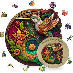 Animal Wooden Puzzles for Adults – A3 Nectar Quest Hummingbird with 127 Pieces – Jigsaw Puzzles with Unique Animal Shapes – 10.7" x 10.9"