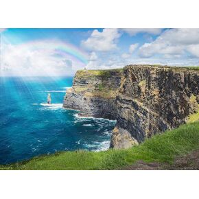 Playjig's Ireland Puzzle - 1000 Piece Puzzle for Adults Ireland Featuring a Spectacular Rainbow Over the Cliffs of Moher in Munster Ireland on a Spring Day.