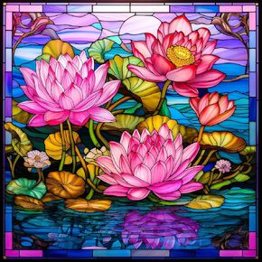 Bgraamiens Puzzle- Stained Glass Flower Puzzles for Adults 1000 Pieces, Art Puzzles，Impossible Hard Challenging Puzzles for Adults, Colorful Stained Glass Jigsaw Puzzle(Floral Blossom)