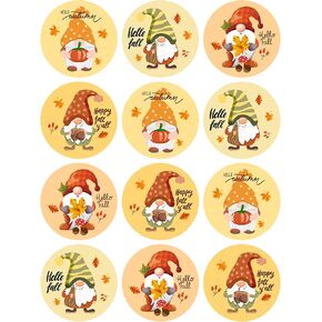 360 PCS Hello Fall Stickers for Kids, Adorable Fall Gnome Hello Autumn Stickers Round Fall Stickers for Candy Envelope Seals Gift Greeting Card Fall Thanksgiving Holiday Supplies