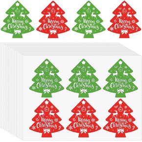Lucleag 360 PCS Christmas Tree Stickers Envelope Seals Labels, Red & Green Christmas Tree Pattern Stickers Gift Tag Label for Packaging Candy Greeting Cards Envelope Seals, 1.96x1.77 inch