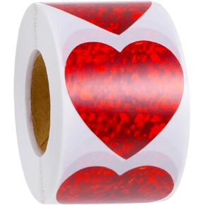 Red Heart Stickers,Red Glitter Heart Stickers 1.5" Heart Sticker Heart Stickers for Envelopes Crafts Scrapbooking Glitter Heart Labels for Valentine's Day Mother's Day Wedding Anniversaries