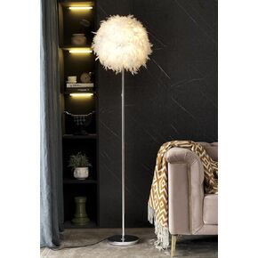 Floor Lamp, Elegant White Feather Standing Lamps with On/Off Switch in Line