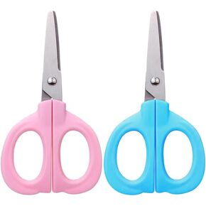Kids safety art scissors-2 Pac, blunt headed scissors with stainless steel blades and plastic handles, 2 pieces (pink+blue)
