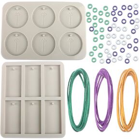 EUPNHY 2pcs Silicone Wax Sachet Molds Scented Wax Tablets Molds-Including 3pcs 40 inches Rawhide Rope and 60pcs Bails. (Combination 07)