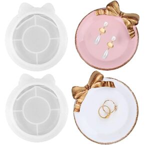 Resin Tray Mold,2Pcs Bow Tray Molds Silicone Coaster molds for Epoxy Resin DIY Jewelry Ring Dish Tray Candy Candle Holders Home Decoration Casting Crafts