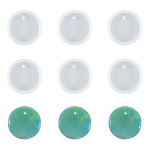 6 Pcs Round Keychain Silicone Mold Circle Keychain Charms Epoxy Resin Mold Round Shape Resin Casting Molds for DIY Crafts Jewelry Pendant Style 2