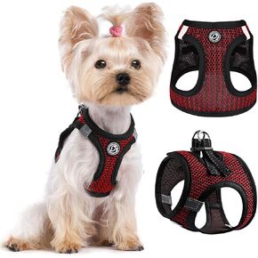 Step in Dog Harness, Summer No Pull Dog Harness, Adjustable Soft Padded Dog Vest Harnesses, Reflective Lightweight Puppy Harness for Extra Small Dogs and House Cats, Red, XXXS