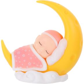Sleeping Cake Topper Moon Figurine Car Dashboard Ornaments DIY Shower Birthday Decoration for Nursery Room Car Pink