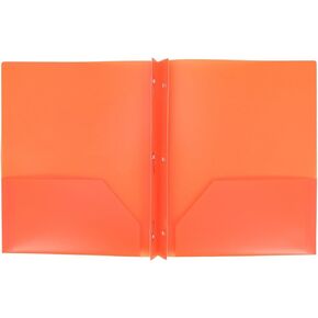 Plastic Folder with Prongs 2 Pocket - (Orange)